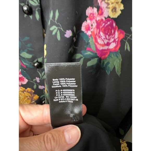 Aritzia Wilfred Nazaire Button Front Long Sleeve Black Floral Frenzy Dress - Picture 8 of 10